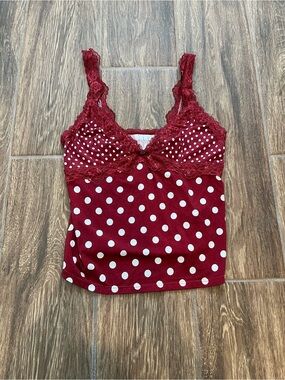 Urban Outfitters Red Polka Dot Lace-Trim Camisole
